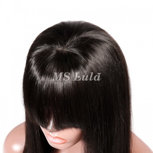 Straight Transparent Lace Front Wig 180 Density With Bang | Human Hair Wig | Lace Front